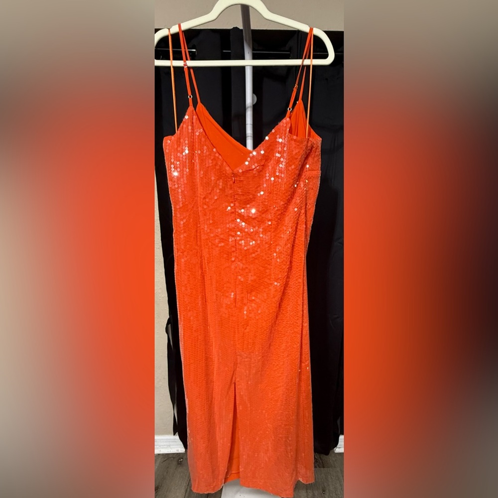 1. State Vibrant Orange Sequin Dress